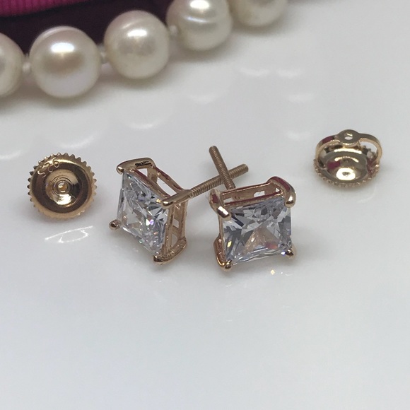 @danglina Jewelry - 14k rose gold over 925 silver 3 carat studs